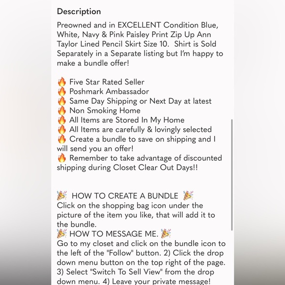 Ann Taylor skirt size 10 paisley print - Picture 14 of 14